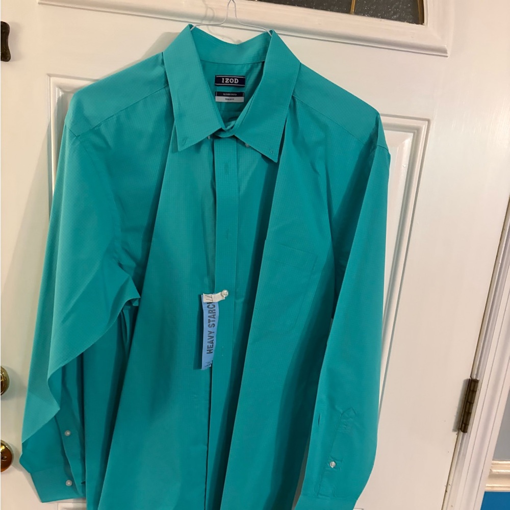 Izod Teal All-Over Stretch Shirt